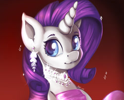 Size: 1859x1500 | Tagged: safe, artist:appleneedle, derpibooru import, rarity, pony, unicorn, bust, clothes, digital art, dress, glam, horn, jewelry, marilyn monroe, portrait, smiling, sparkles