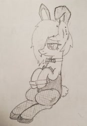 Size: 1908x2760 | Tagged: safe, artist:legendoflink, derpibooru import, oc, oc only, oc:axle grind, pony, bunny suit, clothes, female, mare, solo, traditional art