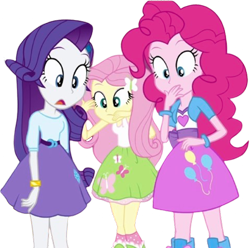 Size: 2540x2520 | Tagged: safe, derpibooru import, edit, edited screencap, editor:homersimpson1983, screencap, fluttershy, pinkie pie, rarity, equestria girls, g4, background removed, female, not a vector, trio, trio female