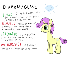 Size: 2000x1600 | Tagged: safe, artist:amateur-draw, derpibooru import, oc, oc only, oc:diamond glare, pony, unicorn, g4, cutie mark, female, horn, mare, reference sheet, simple background, solo, white background