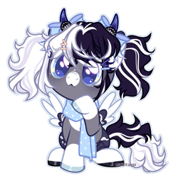 Size: 4028x4000 | Tagged: safe, artist:michiharas, derpibooru import, oc, oc:oreo cream, pegasus, pony, absurd resolution, clothes, female, filly, foal, scarf, simple background, solo, transparent background