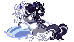 Size: 6960x4000 | Tagged: safe, artist:michiharas, derpibooru import, oc, oc:oreo cream, pegasus, pony, absurd resolution, colored wings, female, lying down, mare, pillow, prone, simple background, solo, transparent background, two toned wings, wings