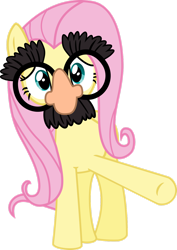 Size: 1024x1448 | Tagged: safe, artist:jessicat0, derpibooru import, fluttershy, pegasus, pony, g4, magical mystery cure, .svg available, female, groucho mask, mare, simple background, solo, transparent background, vector