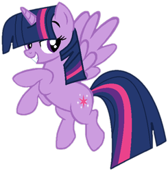 Size: 530x540 | Tagged: safe, artist:beanbases, artist:twilyisbestpone, derpibooru import, twilight sparkle, twilight sparkle (alicorn), alicorn, pony, g4, base used, female, flying, grin, lidded eyes, mare, pegasus wings, simple background, smiling, solo, transparent background, wings