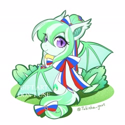 Size: 2048x2048 | Tagged: safe, artist:tabithaqu, derpibooru import, oc, oc only, bat pony, pony, bat pony oc, chibi, russian flag, solo