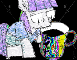 Size: 540x424 | Tagged: safe, artist:y122n20497166, derpibooru import, maud pie, pony, g4, coffee, coffee cup, cup, female, mare, solo