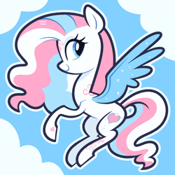 Size: 5000x5000 | Tagged: safe, artist:pilesofmiles, derpibooru import, star catcher, pegasus, pony, g3, g4, coat markings, colored wings, female, flying, g3 to g4, generation leap, mare, multicolored hair, multicolored mane, multicolored tail, multicolored wings, show accurate, solo, spread wings, tail, wings