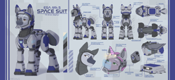 Size: 7486x3450 | Tagged: safe, artist:dorkmark, derpibooru import, oc, oc only, oc:orion zephyr, pegasus, pony, fanfic:somnambulance, astronaut, pegasus oc, reference sheet, space helmet, spacesuit