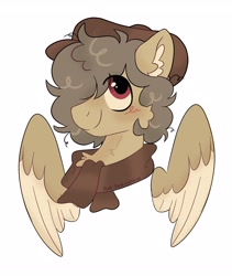 Size: 2700x3200 | Tagged: safe, artist:pink-pone, derpibooru import, oc, pegasus, pony, cap, clothes, colored wings, hat, male, scarf, simple background, solo, stallion, two toned wings, white background, wings