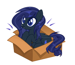 Size: 4578x4000 | Tagged: safe, artist:michiharas, derpibooru import, oc, oc:night tea, bat pony, pony, g4, absurd resolution, box, female, mare, pony in a box, simple background, solo, transparent background