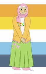 Size: 1290x2048 | Tagged: safe, artist:crynaibu, fluttershy, human, humanized, islam, pride, pride flag, solo