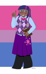 Size: 1290x2048 | Tagged: safe, artist:crynaibu, twilight sparkle, human, humanized, pride, pride flag, solo