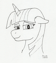 Size: 978x1095 | Tagged: safe, artist:hericks, twilight sparkle, pony, bust, heart eyes, lineart, looking at you, portrait, traditional art, wingding eyes