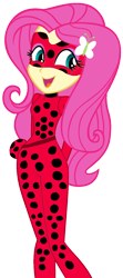 Size: 702x1586 | Tagged: safe, artist:nicholasclavier, derpibooru import, fluttershy, human, equestria girls, g4, crossover, ladybug (miraculous ladybug), miraculous ladybug, open mouth, open smile, purse, simple background, smiling, solo, transparent background