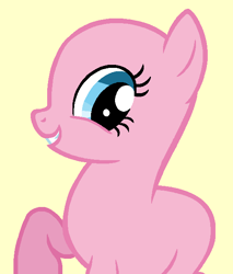 Size: 533x626 | Tagged: artist needed, source needed, safe, artist:ameliagirls53, derpibooru import, earth pony, pony, dragonshy, g4, season 1, bald, base, female, mare, raised hoof, raised leg, simple background, solo, talking, tan background