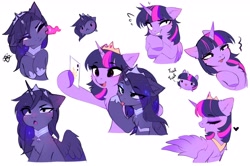 Size: 3574x2376 | Tagged: safe, artist:empress-twilight, artist:magnaluna, derpibooru import, princess luna, twilight sparkle, twilight sparkle (alicorn), alicorn, pony, collaboration, cellphone, cheek pinch, chibi, duo, duo female, ear fluff, ears, female, heart, horn, horn ring, jewelry, mare, multiple variants, open mouth, peytral, phone, posing for photo, ring, selfie, simple background, sparkly mane, spread wings, tiara, tongue, tongue out, wings