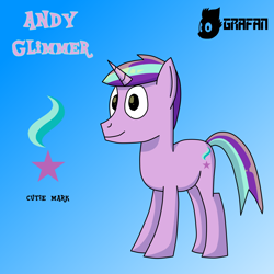 Size: 2500x2500 | Tagged: safe, artist:gradiusfanatic, derpibooru import, oc, oc only, oc:andy glimmer, pony, unicorn, gradient background, horn, male, solo, unicorn oc