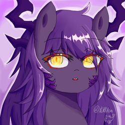 Size: 4096x4096 | Tagged: safe, artist:dw_atias, derpibooru import, oc, oc only, oc:nightscale, dracony, hybrid, female, horns, slit eyes, solo