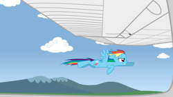 Size: 4000x2250 | Tagged: safe, artist:ifollowroads, derpibooru import, rainbow dash, pegasus, pony, g4, cessna, cessna 172, cloud, female, flying, mare, plane, solo, spread wings, vehicle, windswept mane, wings