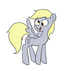 Size: 1155x1155 | Tagged: artist needed, safe, artist:this_sl0th, derpibooru import, derpy hooves, pegasus, pony, g4, eyebrows, female, mare, open mouth, open smile, simple background, smiling, solo, spread wings, white background, wings