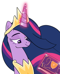 Size: 2108x2574 | Tagged: safe, artist:frownfactory, derpibooru import, princess twilight 2.0, twilight sparkle, twilight sparkle (alicorn), alicorn, pony, g4, book, crown, female, high res, jewelry, magic, mare, older, older twilight, older twilight sparkle (alicorn), peytral, regalia, solo, telekinesis