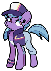 Size: 645x900 | Tagged: safe, artist:kindakismet, derpibooru import, azure velour, earth pony, pony, g4, the saddle row review, background pony, bracelet, cap, clothes, hat, jewelry, pants, simple background, solo, transparent background