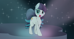 Size: 4026x2160 | Tagged: safe, artist:suryfromheaven, derpibooru import, coloratura, earth pony, pony, g4, countess coloratura, crossed legs, female, front view, mare, open mouth, solo, stage