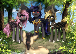 Size: 3658x2608 | Tagged: safe, artist:avrameow, derpibooru import, oc, oc only, bat pony, earth pony, pony, bat pony oc, earth pony oc, fanfic art