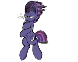 Size: 2500x2000 | Tagged: safe, artist:psychotix, derpibooru import, oc, oc only, oc:midnight whisper, gradient mane, gradient tail, human shoulders, simple background, solo, tail, unimpressed, white background