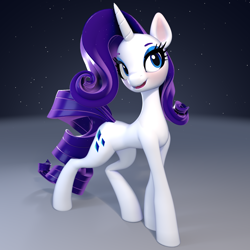 Size: 2000x2000 | Tagged: safe, artist:poole, derpibooru import, rarity, pony, unicorn, g4, 3d, 3d model, horn, slender, solo, thin