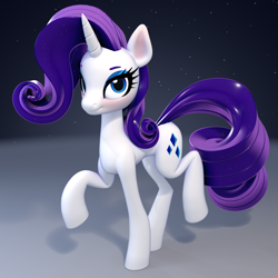 Size: 2000x2000 | Tagged: safe, artist:poole, derpibooru import, rarity, pony, unicorn, g4, 3d, 3d model, concave belly, horn, slender, solo, thin