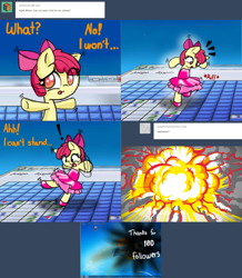 Size: 2562x2936 | Tagged: safe, artist:arielsbx, derpibooru import, apple bloom, pony, g4, ask little applebloom, clothes, explosion, microsoft windows, milestone, minesweeper, solo, tutu, windows 7