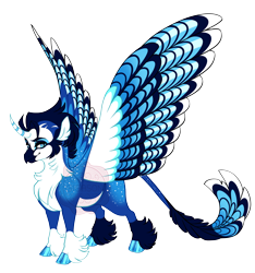 Size: 4400x4700 | Tagged: safe, artist:gigason, derpibooru import, oc, oc only, oc:midnight jay, hippogriff, hybrid, absurd resolution, obtrusive watermark, offspring, parent:princess luna, parent:queen novo, simple background, solo, transparent background, watermark