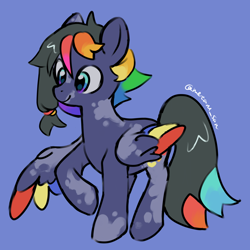 Size: 4096x4096 | Tagged: safe, artist:metaruscarlet, derpibooru import, oc, oc only, oc:pride heart, pegasus, pony, blue background, pegasus oc, simple background, solo, vitiligo, wings