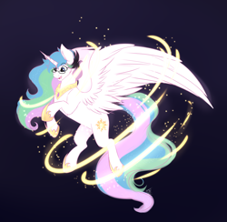 Size: 3080x3000 | Tagged: safe, artist:shamy-crist, derpibooru import, princess celestia, alicorn, pony, g4, blue eyes, eyebrows, eyebrows visible through hair, glasses, magic, open mouth, solo, spread wings, transformation, wings