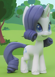 Size: 1264x1780 | Tagged: safe, derpibooru import, screencap, rarity, pony, unicorn, g4, g4.5, gem of a problem, my little pony: stop motion short, cropped, cute, horn, smiling, solo, tree