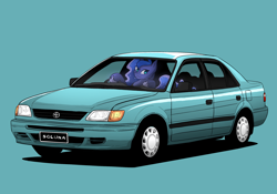 Size: 4776x3336 | Tagged: safe, artist:boyz_3343, derpibooru import, princess luna, pony, g4, blue background, car, cyan background, simple background, solo, toyota, toyota soluna, vehicle