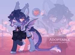 Size: 2100x1550 | Tagged: safe, artist:avroras_world, derpibooru import, oc, oc only, bat pony, pony, bat pony oc, belt, collar, ear fluff, ear tufts, ears, hairclip, obtrusive watermark, raised hoof, raised leg, solo, sparkly mane, sparkly tail, tail, unshorn fetlocks, watermark, zoom layer