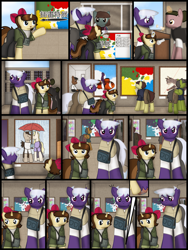 Size: 1750x2333 | Tagged: safe, artist:99999999000, derpibooru import, oc, oc only, oc:firearm king, oc:mar baolin, earth pony, unicorn, comic:affection, comic, horn, painting