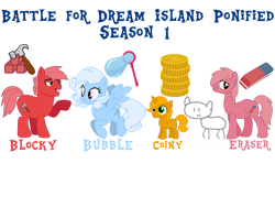 Size: 1032x774 | Tagged: safe, artist:meghan12345, derpibooru import, earth pony, pegasus, pony, unicorn, g4, battle for dream island, blocky (battle for dream island), bubble (battle for dream island), coiny (battle for dream island), colt, cutie mark, david (battle for dream island), eraser (battle for dream island), female, flying, foal, group, horn, lidded eyes, male, mare, open mouth, ponified, raised hoof, raised leg, simple background, smiling, species swap, spread wings, stallion, stick pony, transparent background, wings