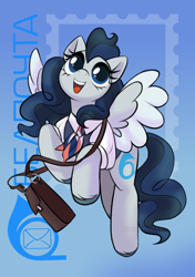 Size: 902x1280 | Tagged: safe, artist:marsel1nushka, derpibooru import, oc, oc only, pegasus, pony, gradient background, pegasus oc, solo