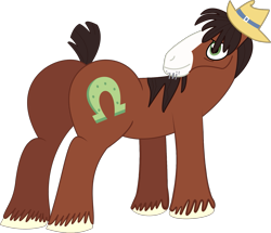 Size: 1751x1508 | Tagged: safe, derpibooru import, trouble shoes, horse, g4, butt, clean, clydesdale, cowboy hat, digital art, hat, male, my little pony, simple background, solo, transparent background