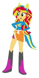 Size: 328x647 | Tagged: safe, derpibooru import, sunset shimmer, human, equestria girls, g4, boots, clothes, helping twilight win the crown, high heel boots, shirt, shoes, simple background, skirt, solo, sweater, white background