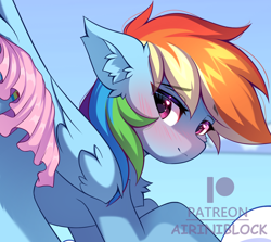 Size: 1440x1286 | Tagged: safe, artist:airiniblock, derpibooru import, rainbow dash, pegasus, pony, g4, ass up, blushing, butt, chest fluff, clothes, cloudsdale, cropped, ear fluff, ears, female, mare, plot, preview, skirt, solo, wings