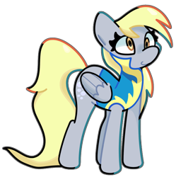 Size: 898x900 | Tagged: safe, artist:kindakismet, derpibooru import, derpy hooves, pegasus, pony, g4, clothes, cute, derpabetes, female, mare, simple background, smiling, solo, standing, transparent background, uniform, wonderbolt trainee uniform