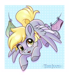 Size: 2480x2680 | Tagged: safe, artist:tokokami, derpibooru import, derpy hooves, pegasus, pony, g4, female, high res, looking at you, mare, open mouth, solo, spread wings, tail, wings