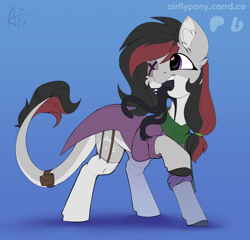 Size: 1600x1539 | Tagged: oc name needed, safe, artist:airfly-pony, derpibooru import, oc, oc only, monster pony, original species, tatzlpony, 2021, clothes, female, patreon, patreon reward, smiling, tongue, tongue out