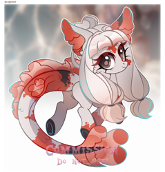 Size: 1920x2006 | Tagged: safe, artist:scarffist, derpibooru import, oc, oc only, earth pony, fish, hybrid, pony, big ears, butt, commission, cute, ears, fish tail, hybrid oc, koi, light skin, long hair, long mane, long tail, looking back, solo, tail, underhoof, ych result