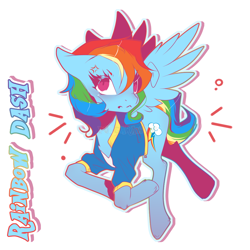 Size: 1080x1080 | Tagged: safe, artist:purgarawry, derpibooru import, rainbow dash, pegasus, pony, g4, cross-popping veins, drop shadow, emanata, light blue outline, outline, simple background, spread wings, white background, wings