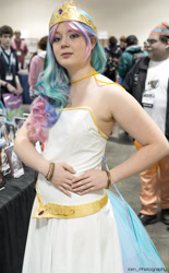 Size: 3038x4895 | Tagged: safe, artist:xen photography, derpibooru import, princess celestia, human, g4, anime boston, anime boston 2014, bare shoulders, clothes, cosplay, costume, high res, irl, irl human, photo